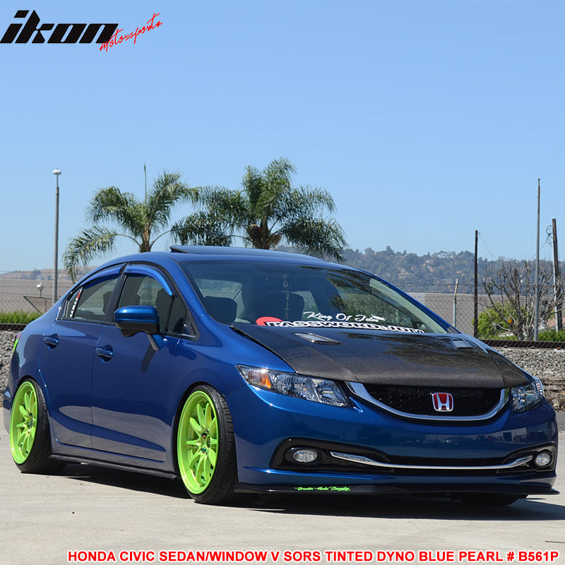 2012-2015 Honda Civic 4 Door Sedan Tape on Window Visors Shade Acrylic