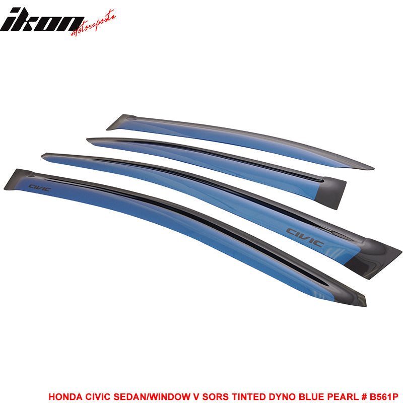 2012-2015 Honda Civic 4 Door Sedan Tape on Window Visors Shade Acrylic