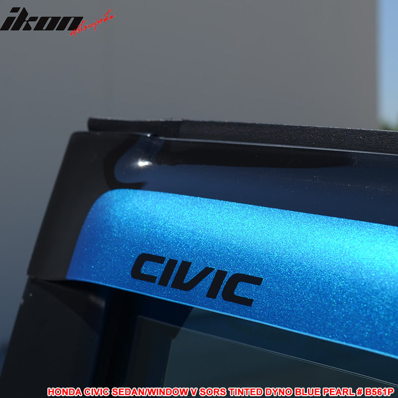 2012-2015 Honda Civic 4 Door Sedan Tape on Window Visors Shade Acrylic