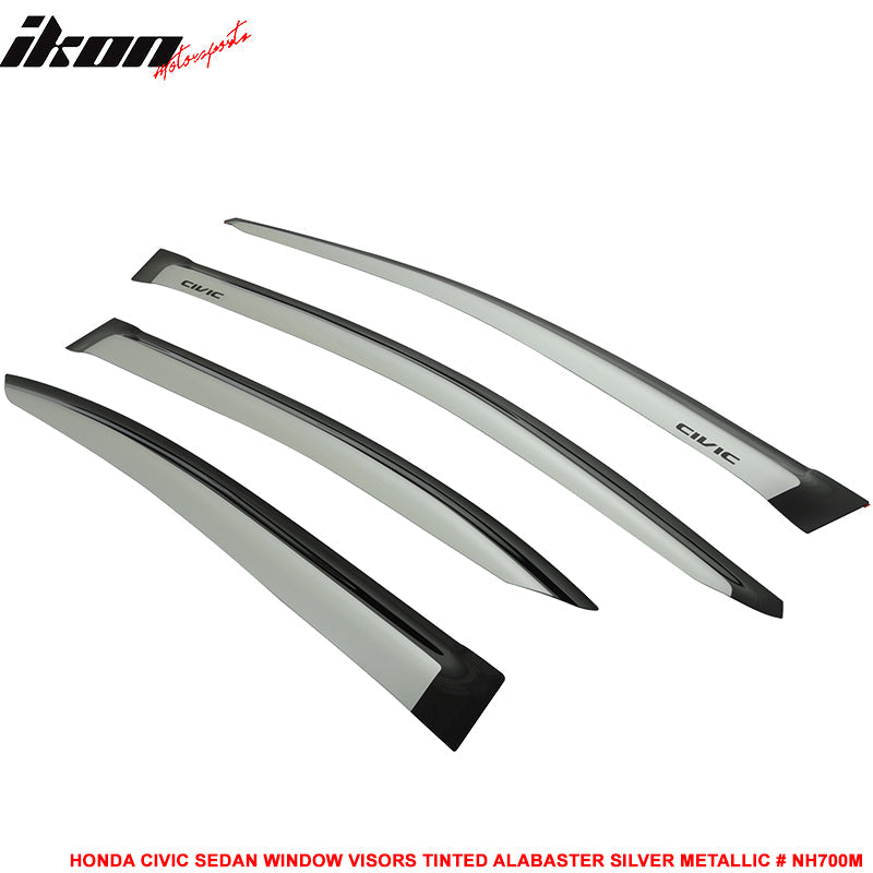 2012-2015 Honda Civic 4 Door Sedan Tape on Window Visors Shade Acrylic