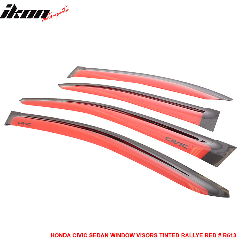2012-2015 Honda Civic 4 Door Sedan Tape on Window Visors Shade Acrylic