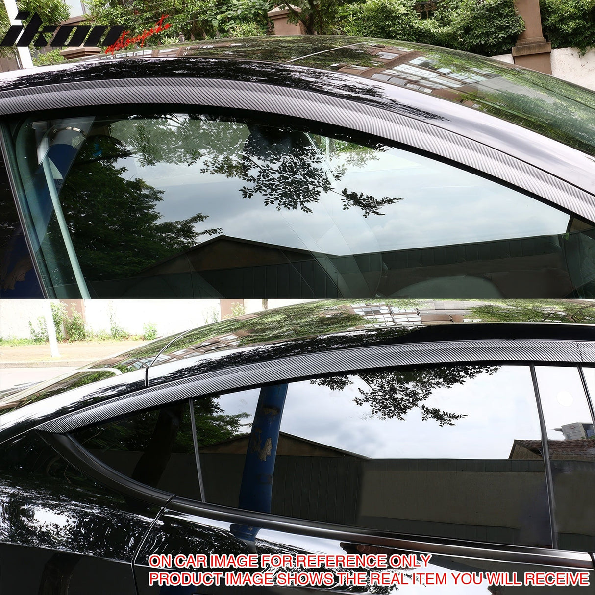 2020-2024 Tesla Model Y Tape-on Chrome Window Visors ABS 4PCS