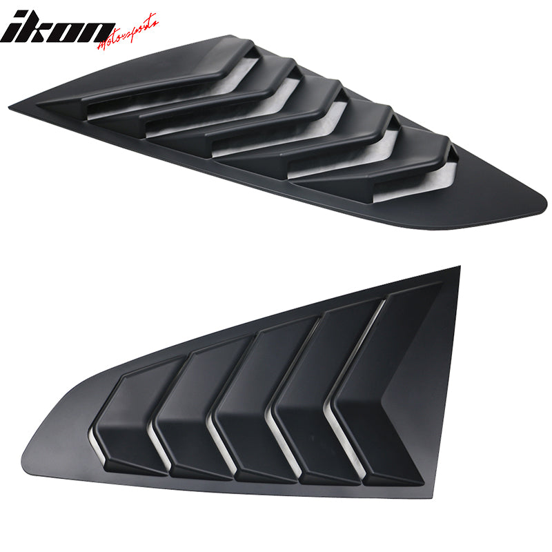 2015-2023 Ford Mustang IKON Unpainted Black Side Window Louvers ABS