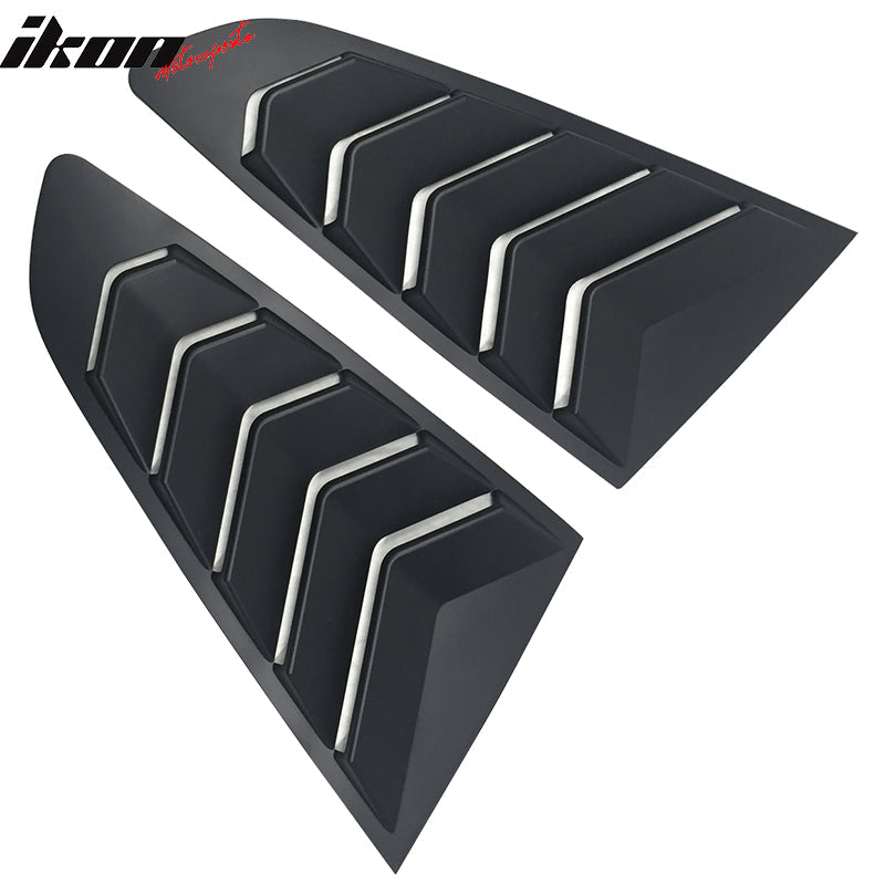 2015-2023 Ford Mustang IKON Unpainted Black Side Window Louvers ABS