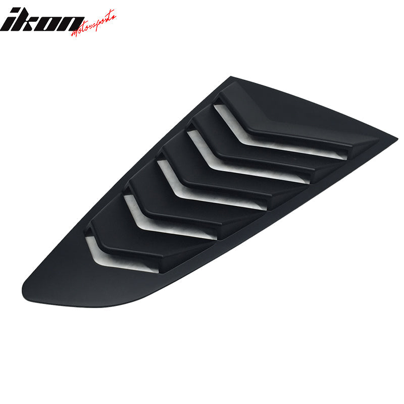 2015-2023 Ford Mustang IKON Unpainted Black Side Window Louvers ABS