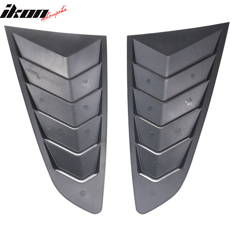2015-2023 Ford Mustang IKON Unpainted Black Side Window Louvers ABS