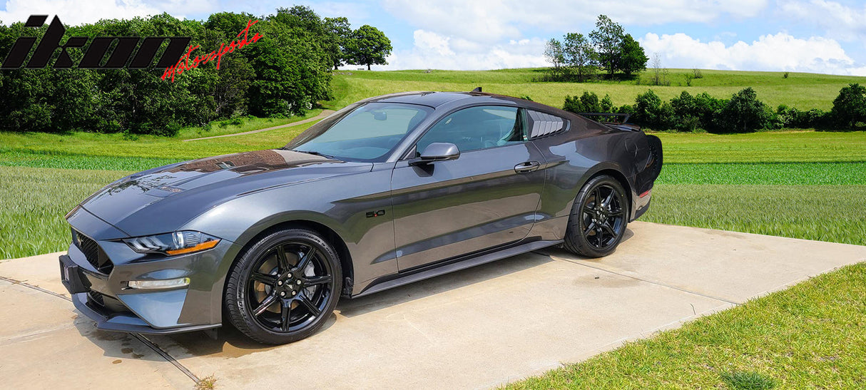 2015-2023 Ford Mustang IKON Unpainted Black Side Window Louvers ABS