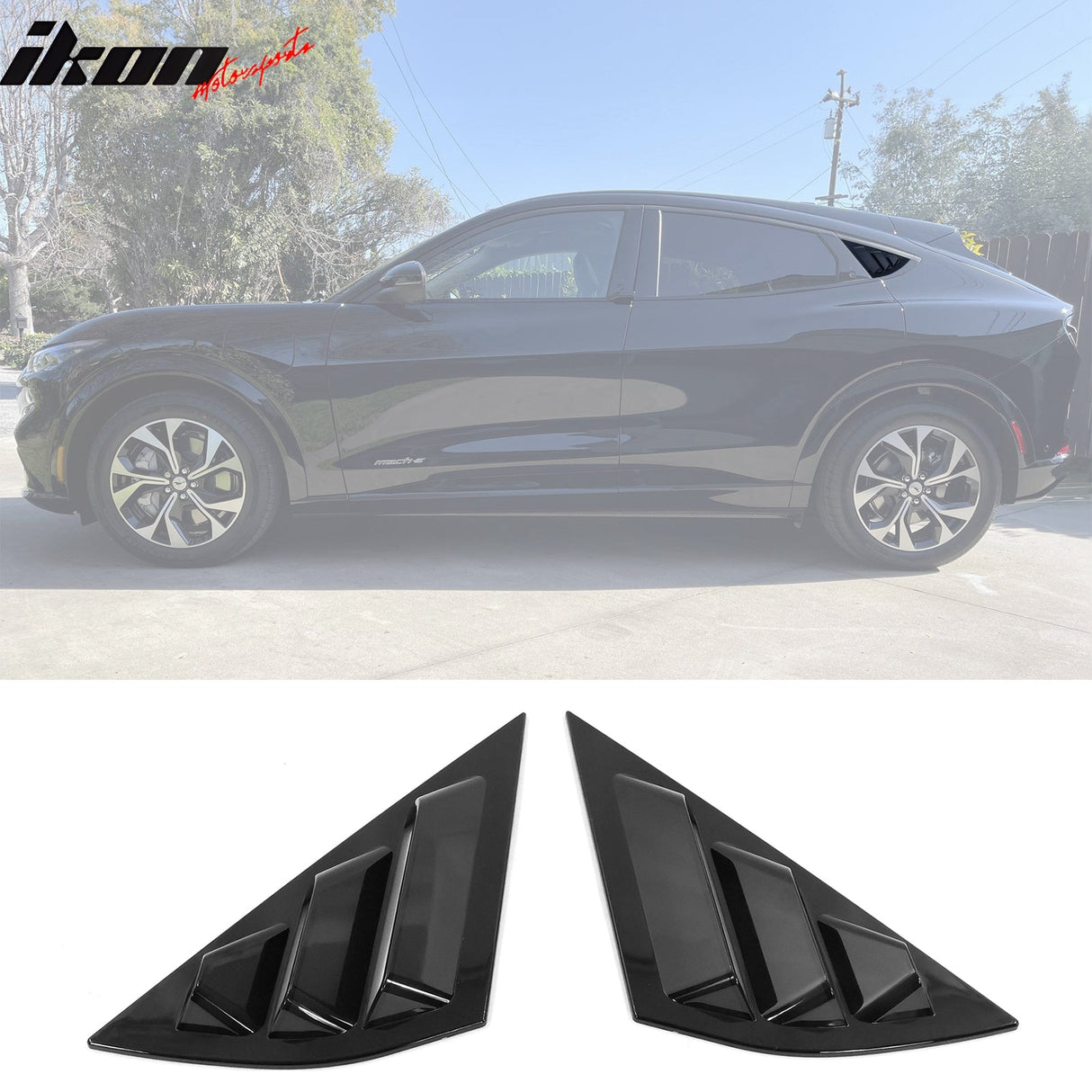 2021-2023 Ford Mustang Mach-E Window Louvers 3 Vent PC Painted
