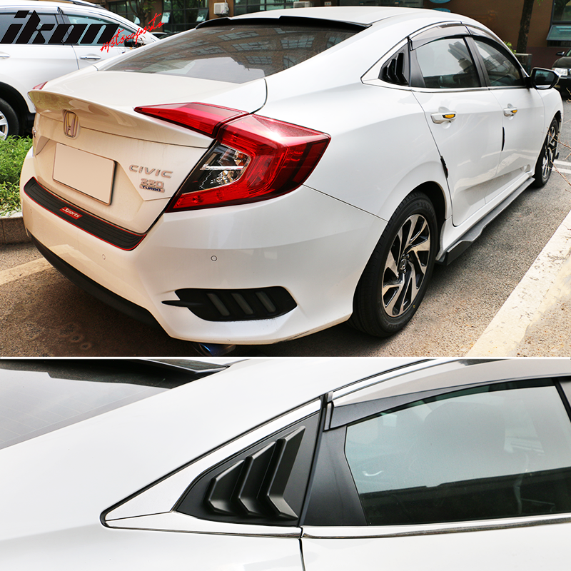 2016-2021 Honda Civic Sedan Unpainted Side Quarter Window Louvers ABS