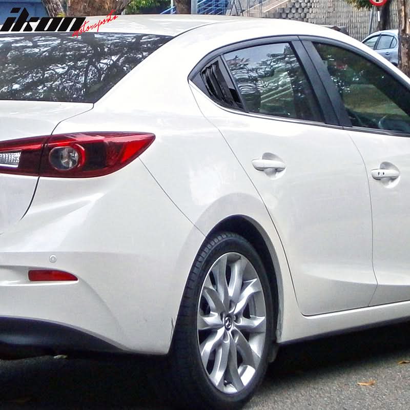 2014-2018Â Mazda 3 Gloss Black Rear Window Louvers Quarter Scoop ABS