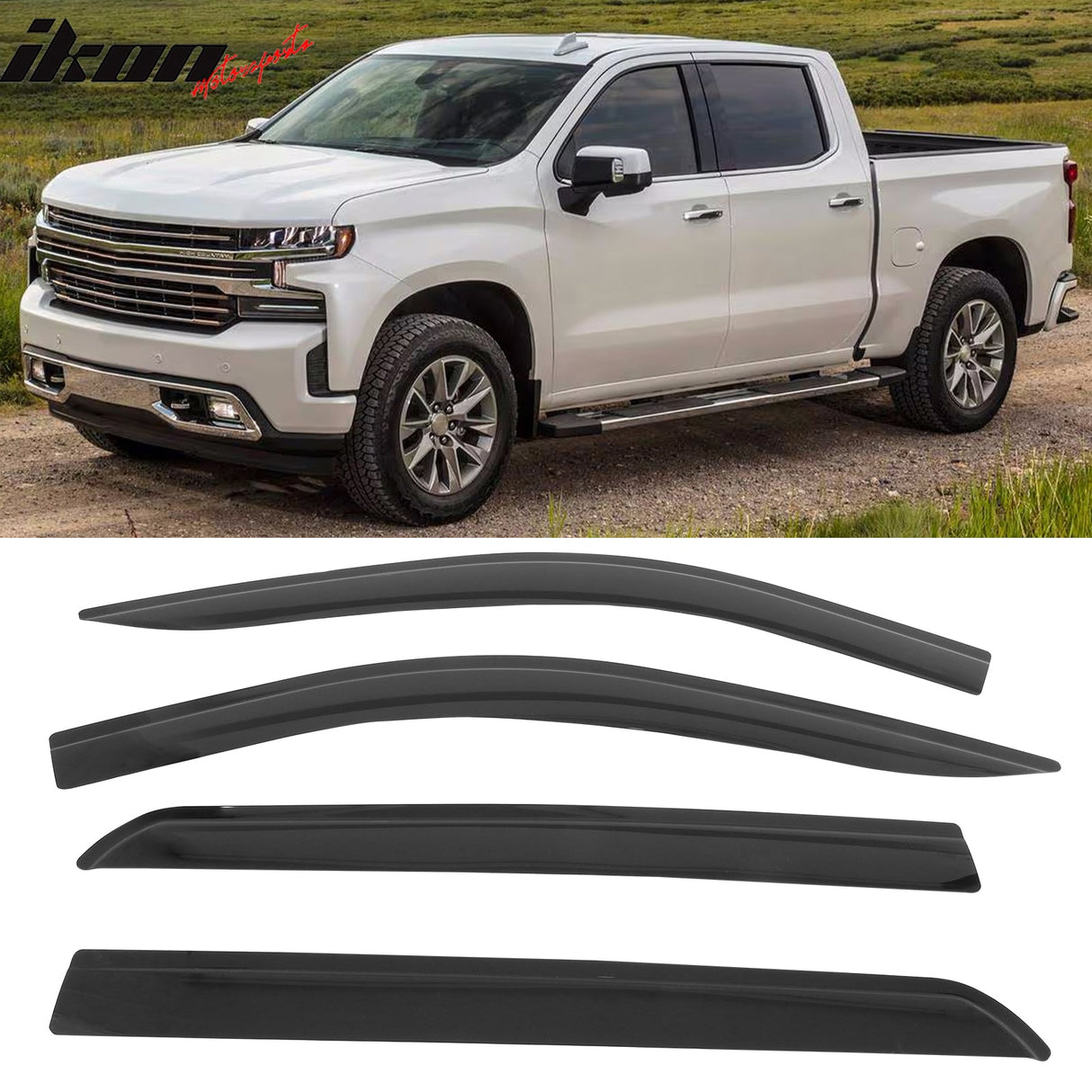 2019-2025 Silverado & Sierra Crew Cab Low Profile Style Window Visors