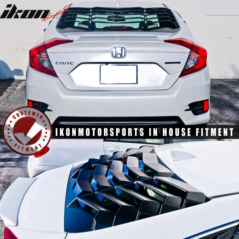 2016-2021 Honda Civic Sedan Rear Window Louver Side Quarter Scoop ABS