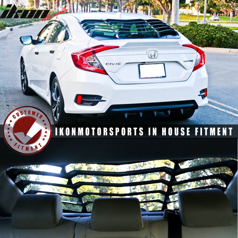 2016-2021 Honda Civic Sedan Black Rear Window Louvers ABS