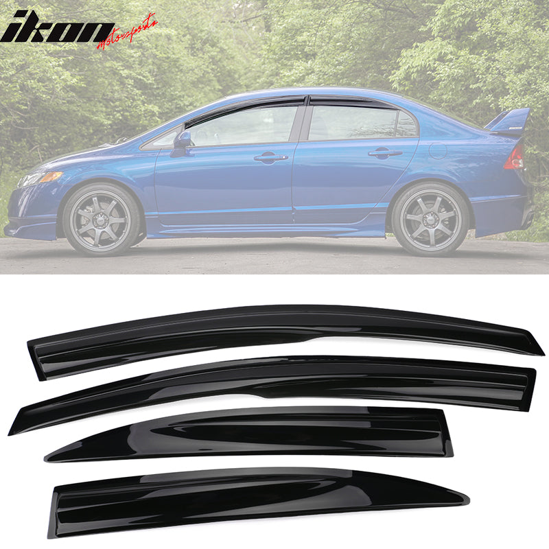 2006-2011 Honda Civic Sedan 4-Door Window Visor Acrylic 4PC Rain Guard