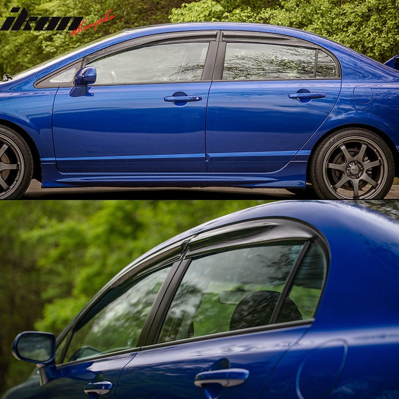 2006-2011 Honda Civic Sedan 4-Door Window Visor Acrylic 4PC Rain Guard
