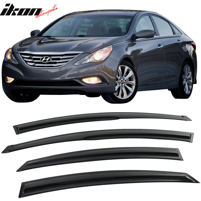 2011-2014 Hyundai Sonata Acrylic 4PC Window Visors Tape On Rain Guard