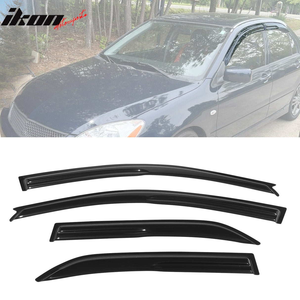 2002-2007 Mitsubishi Lancer EVO Sedan Acrylic 4PC Window Visors Guard