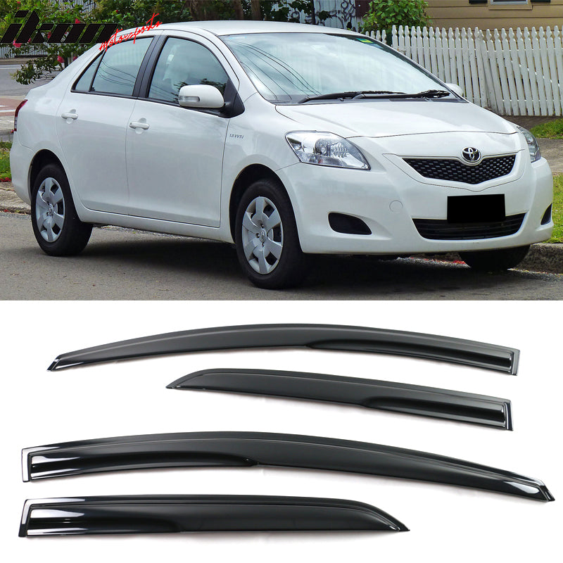2007-2013 Toyota Yaris Window Visors Mugen Style Smoke Tinted Acrylic
