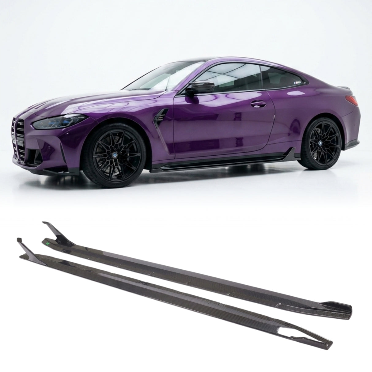 2021–2024 BMW M4 G82 / G83 Side Skirt Extensions – Pre-Preg Dry Carbon Fiber