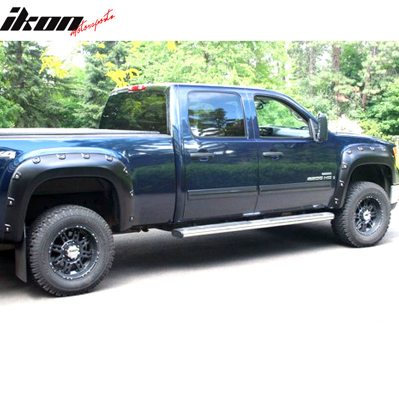 2007-2013 GMC Sierra 1500 6.7 8.2Ft Long Bed Black Fender Flare PP 4PC