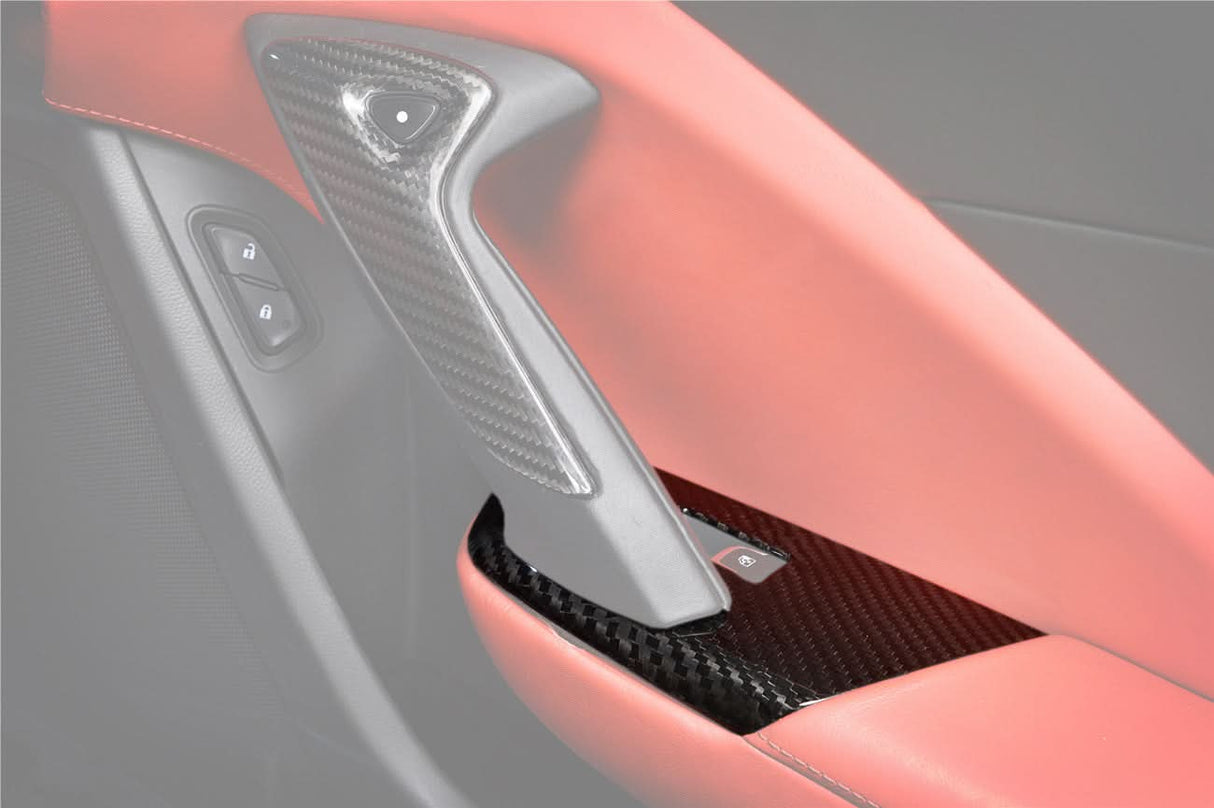 2013-2019 Corvette C7 Z06 Grandsport Dry Carbon Fiber Interior Passenger Window Switch Side Armrest Panel Cover Trim