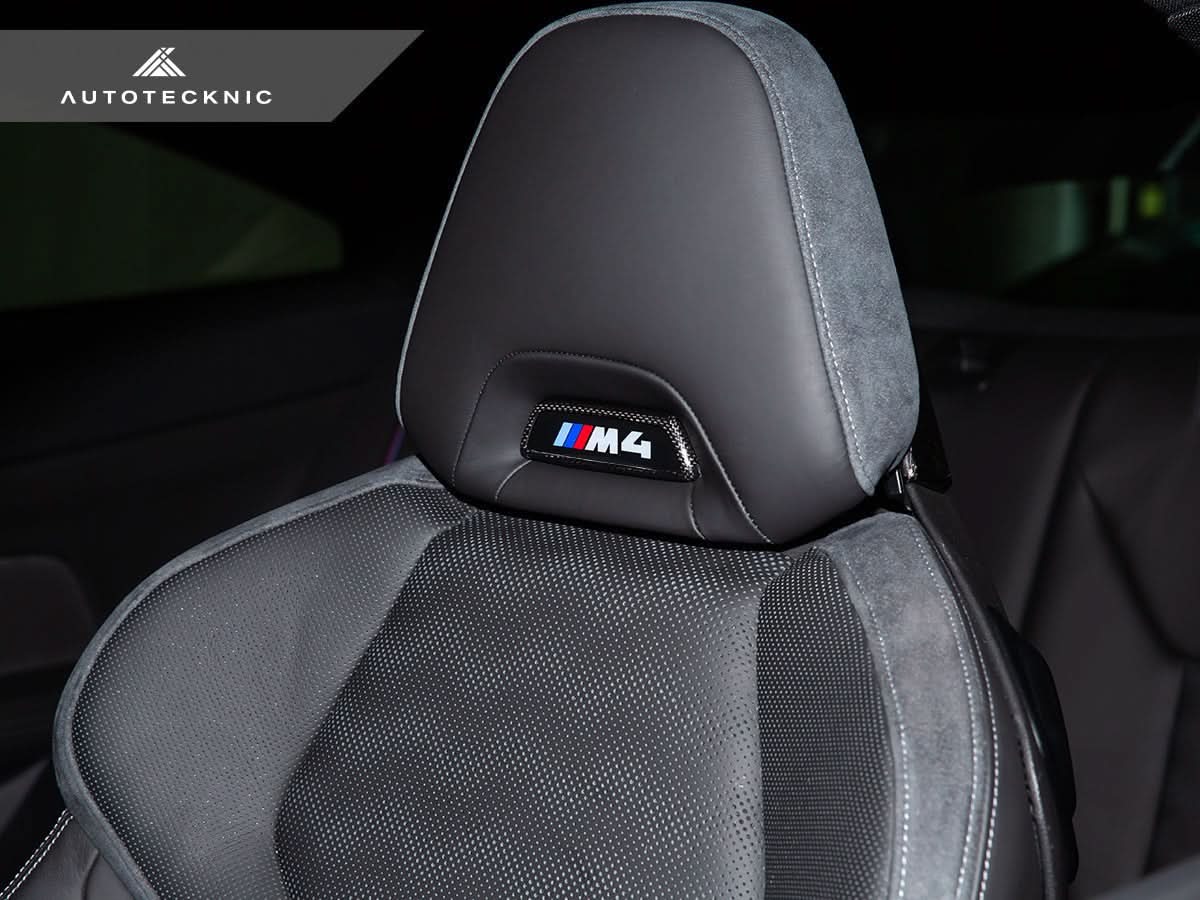 AutoTecknic Dry Carbon Front Seat Illuminated Emblem Surround Set - BMW M