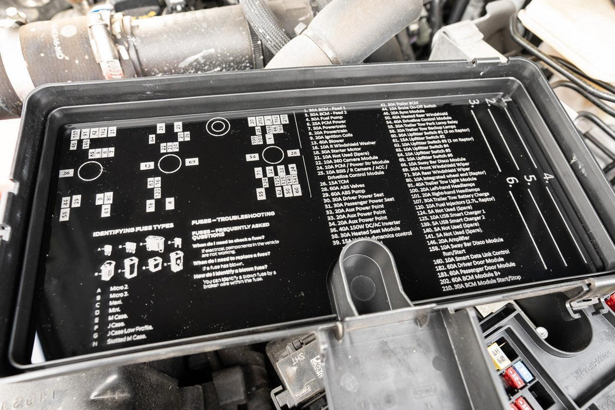 Acrylic Laser Series Fuse Box Lid Label Plate - 2021-2025 Bronco