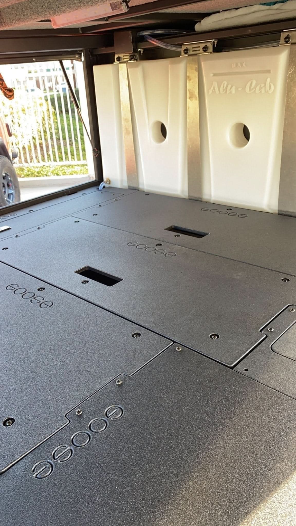 Alu-Cab Canopy Camper - Toyota Tacoma 2005-2023 2nd & 3rd Gen. - Sleep Deck Panel - Double Drawer Module / Power Management Module to Utility Module