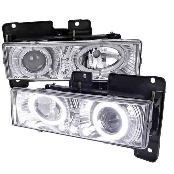 Spec-D Projector Headlights Chevy C10 / Blazer / Tahoe / Silverado (88-98) Halo LED - Black or Chrome