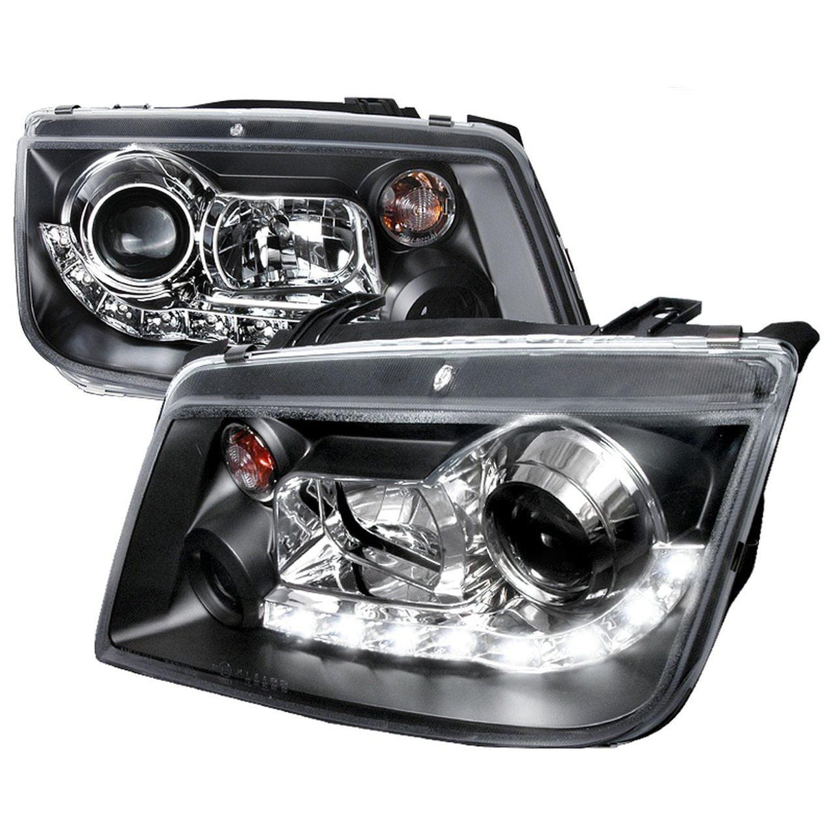Spec-D Projector Headlights VW Jetta MK4 (99-04) w/ Audi R8 Style LED Strip - Black or Chrome