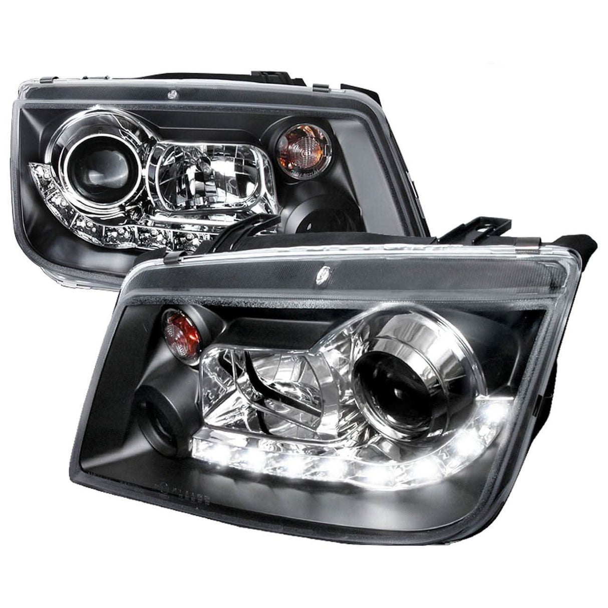 Spec-D Projector Headlights VW Jetta MK4 (99-04) w/ Audi R8 Style LED Strip - Black or Chrome