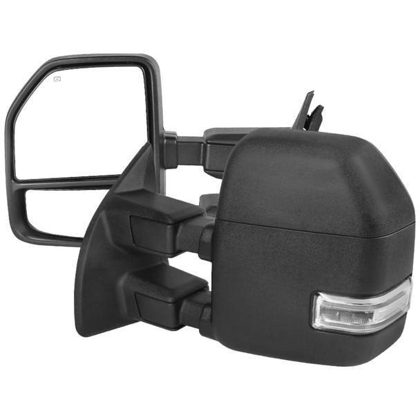 Spec-D Towing Mirrors Ford F250 F350 F450 Super Duty (99-16) Power/Heated - Chrome or Black w/ LED Turn Signal