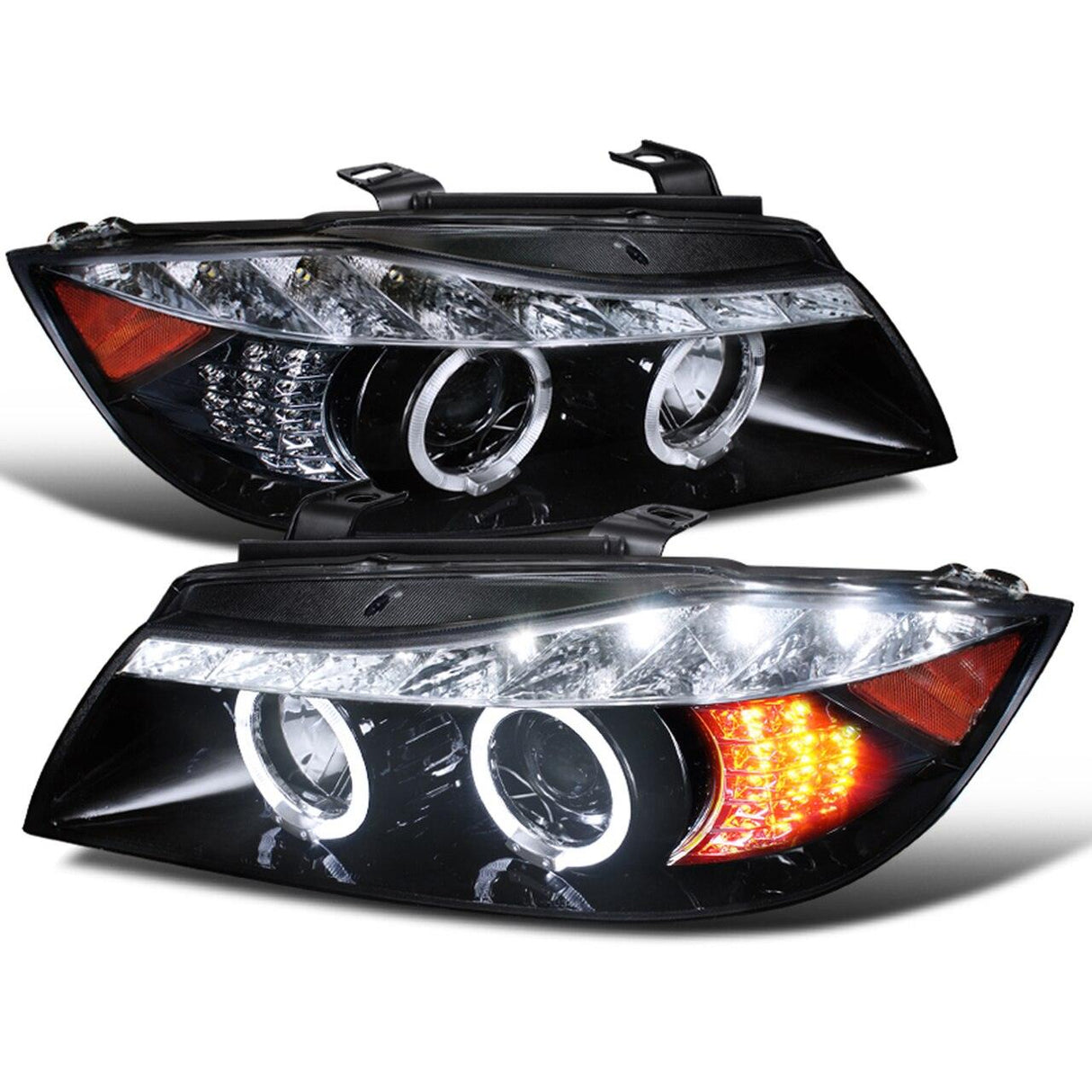 Spec-D Projector Headlights BMW 325i 330i 335i E90 Sedan (06-08) Halo LED - Black / Chrome / Tinted