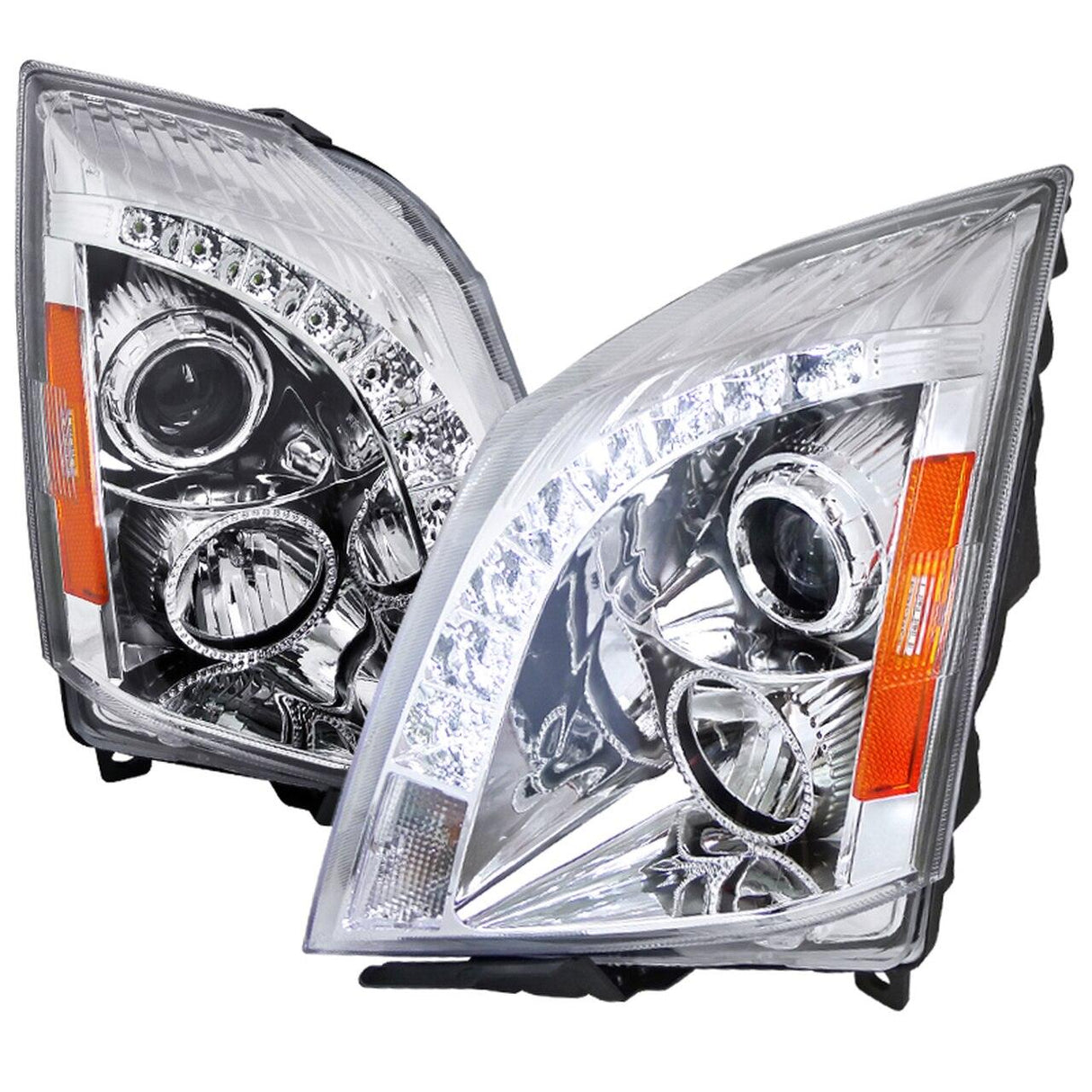 Spec-D Projector Headlights Cadillac CTS (2008-2014) w/ LED Strip - Black or Chrome