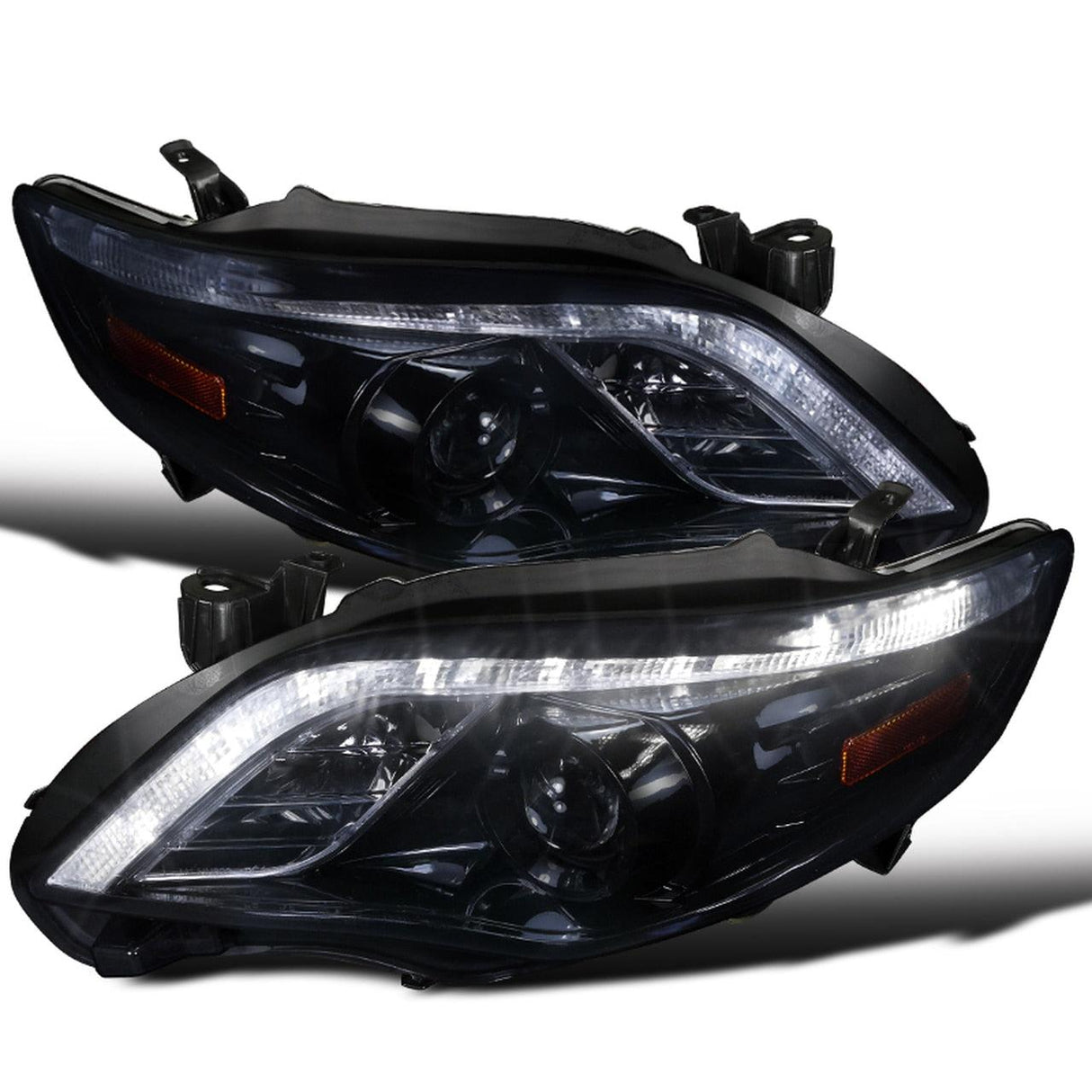 Spec-D Projector Headlights Toyota Corolla (2011-2012-2013) LED Strip - Black or Chrome