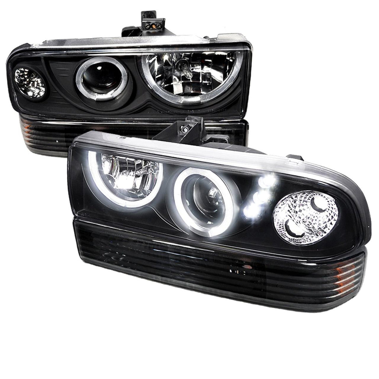 Spec-D Projector Headlights Chevy Blazer & S10 (98-04) Dual LED Halo w/ Bumper Lights - Black or Chrome