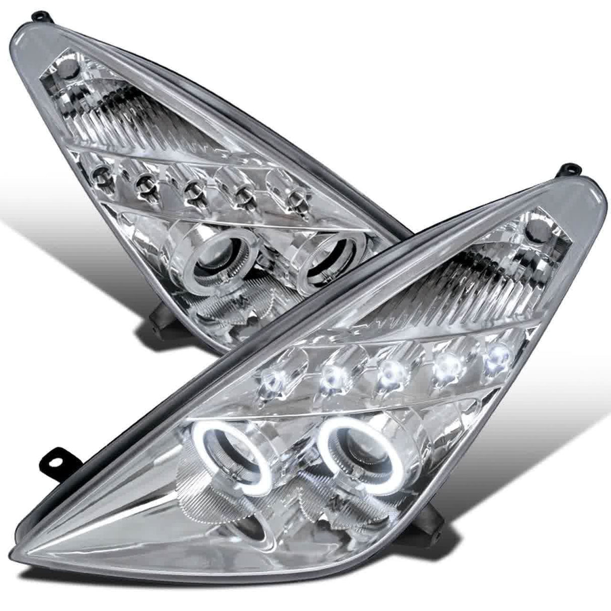Spec-D Projector Headlights Toyota Celica (00-05) Dual Halo w/ LED - Black / Chrome