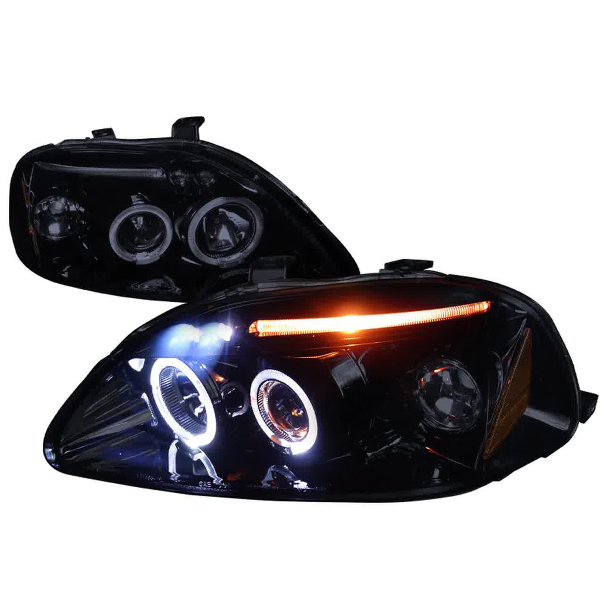 Spec-D Projector Headlights Honda Civic EK (96-98) Dual LED Halo - Black or Chrome