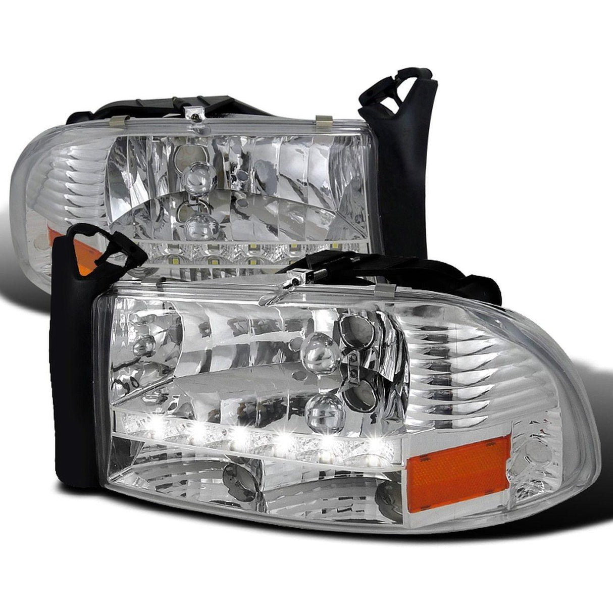 Spec-D Projector Headlights Dodge Dakota (97-04) Durango (98-03) Halo or SMD LED Strip - Black or Chrome