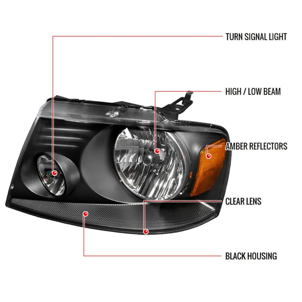 Spec-D OEM Replacement Headlights Ford F150 (04-08) Optional LED Bar - Black or Chrome