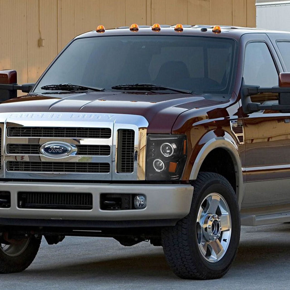 Spec-D Projector Headlights Ford F250 F350 F450 (08-10) Dual Halo LED - Black or Chrome