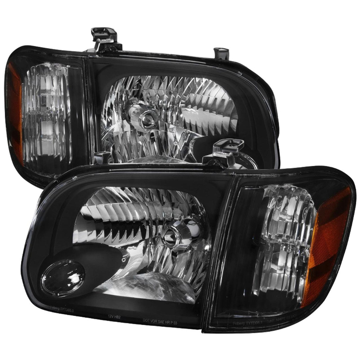 Spec-D OEM Replacement Headlights Toyota Tundra (05-06) Sequoia (05-07) Matte Black Housing/Clear Lens