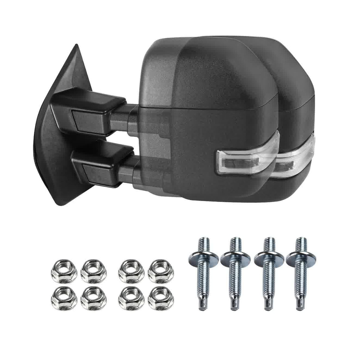 Spec-D Towing Mirrors Ford F250 F350 F450 F550 Super Duty (17-19) Power/Heated/Manual w/ LED Turn Signal, Clearance & Aux Lights