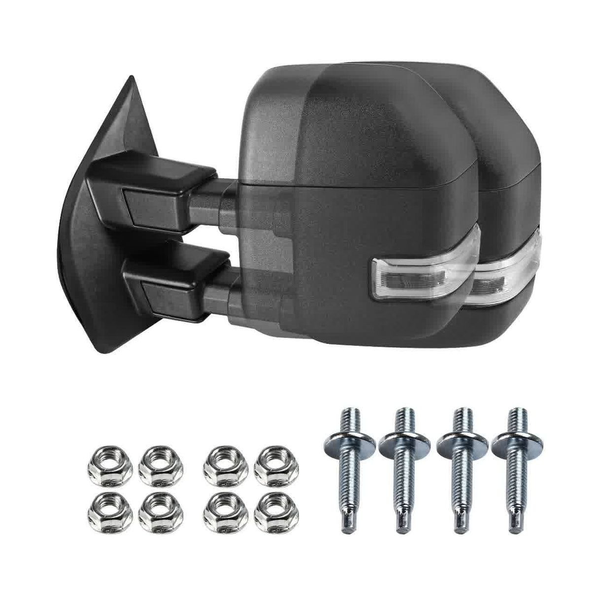 Spec-D Towing Mirrors Ford F250 F350 F450 F550 Super Duty (17-19) Power/Heated/Manual w/ LED Turn Signal, Clearance & Aux Lights