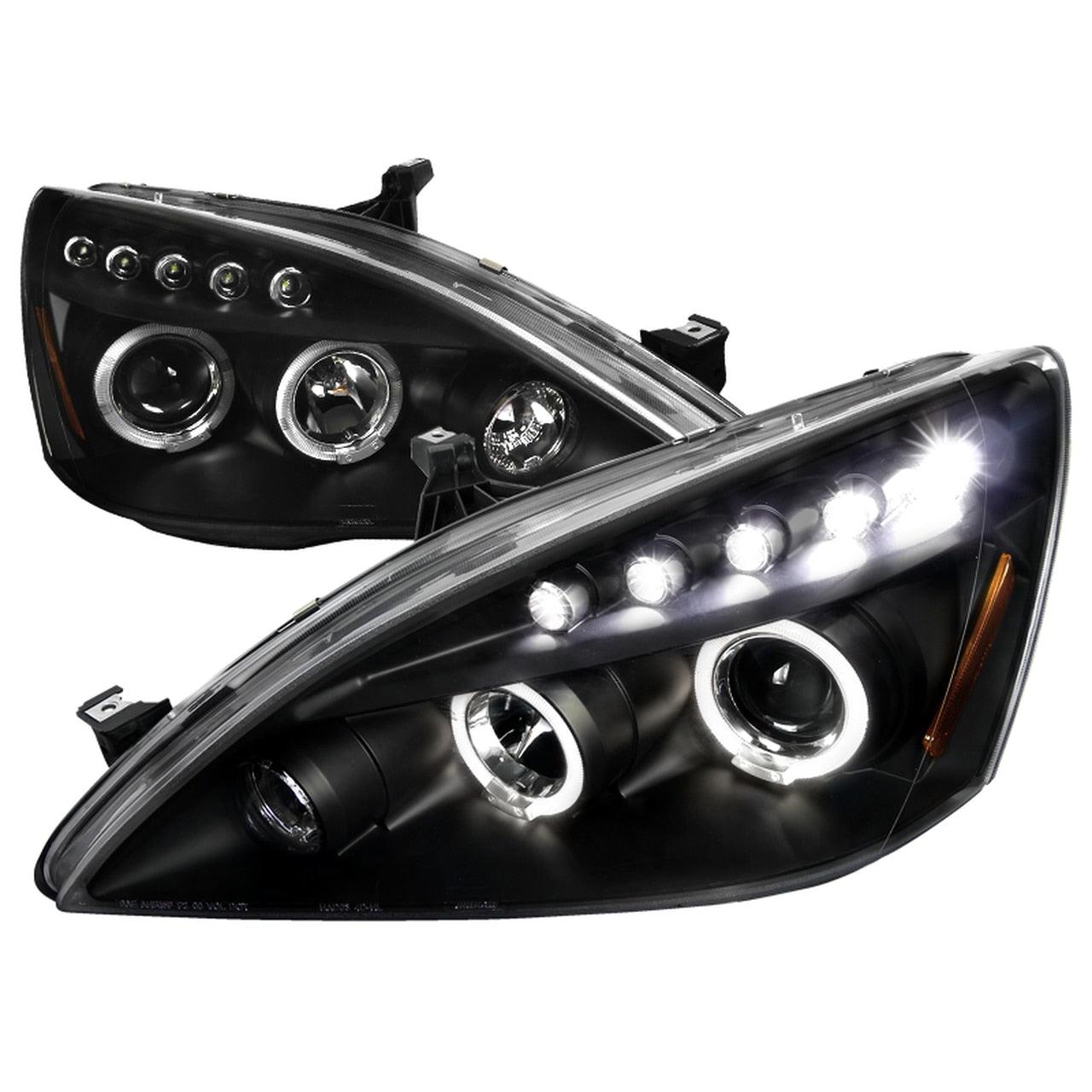Spec-D Projector Headlights Honda Accord (03-07) Dual Halo w/ LED Accents - Black or Chrome