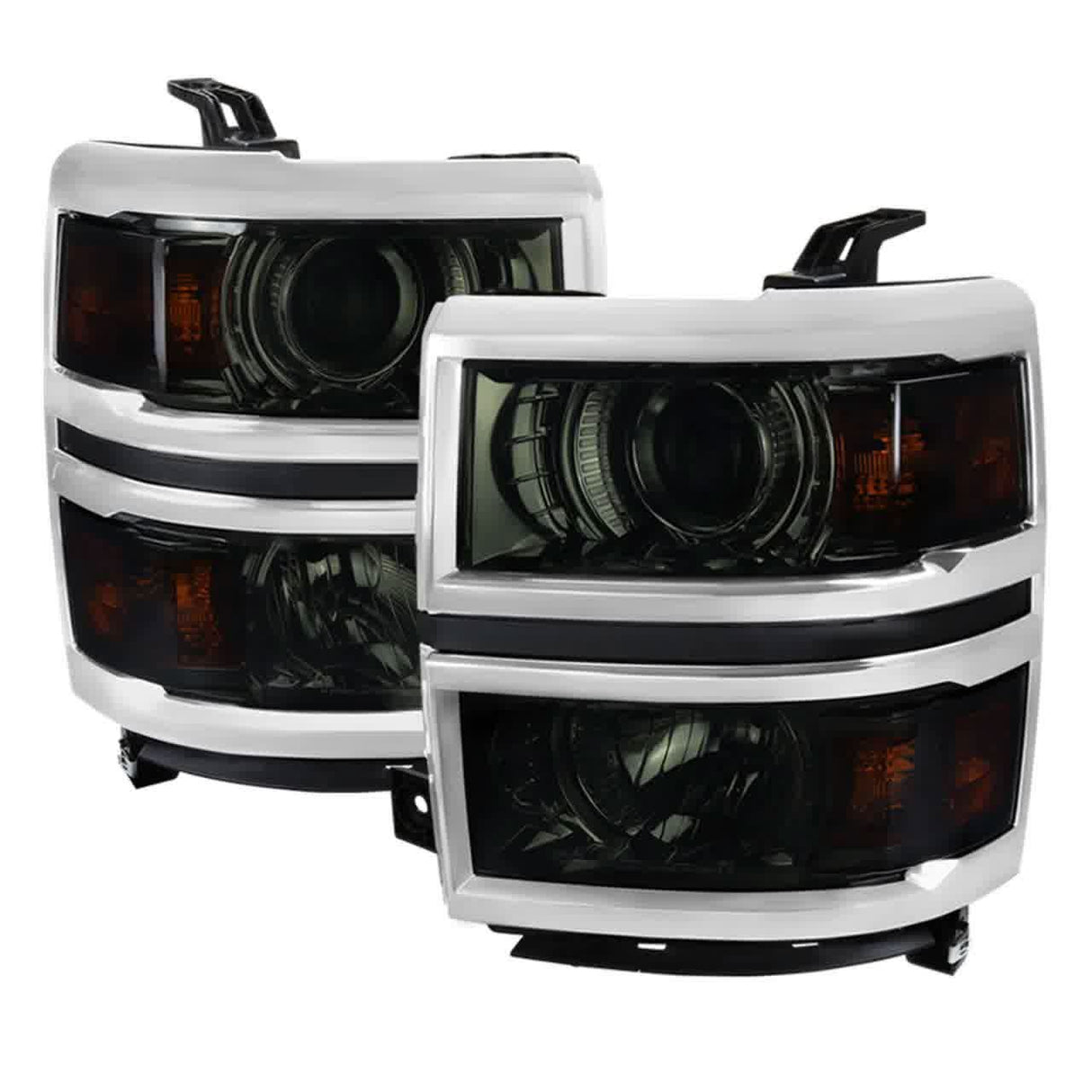 Spec-D Projector Headlights Chevy Silverado 1500 (2014-2015) Amber Corners / Black Housing