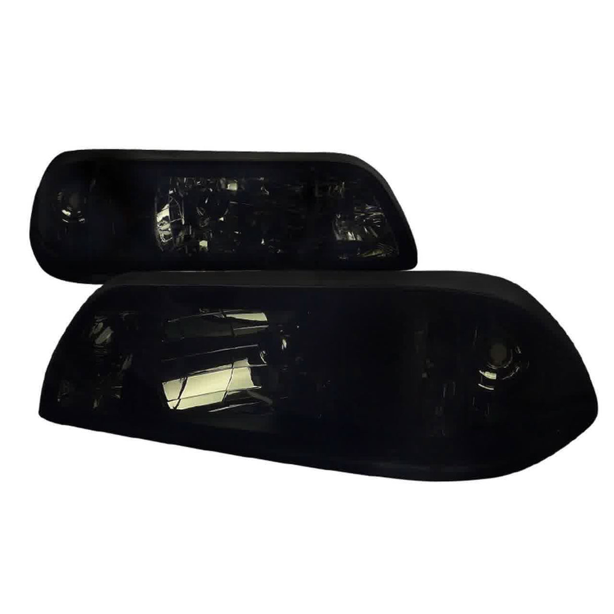 Spec-D OEM Replacement Headlights Ford Mustang Fox Body (87-93) 1 Piece - Black / Chrome