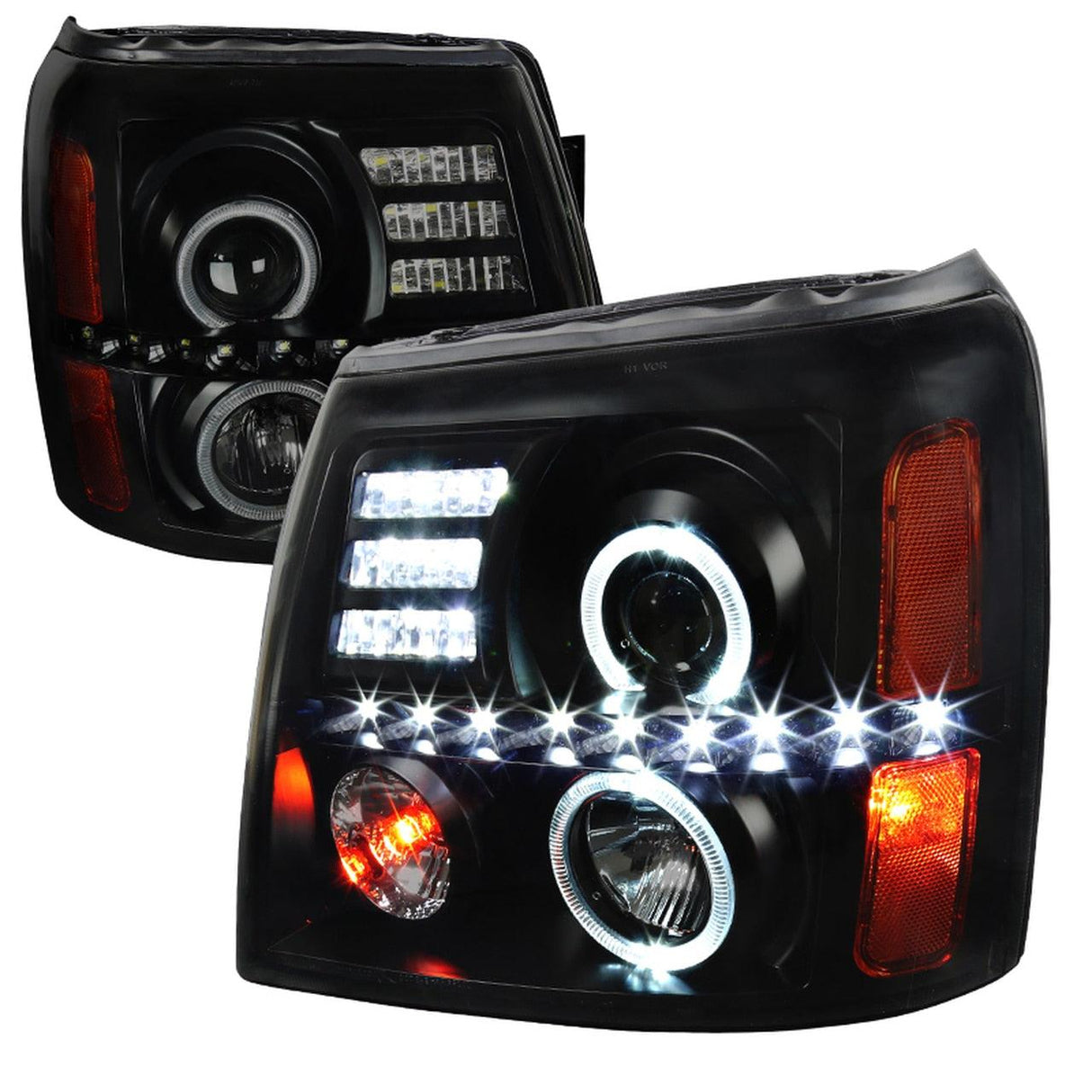 Spec-D Projector Headlights Cadillac Escalade (02-06) Dual Halo LED - Black / Chrome / Tinted