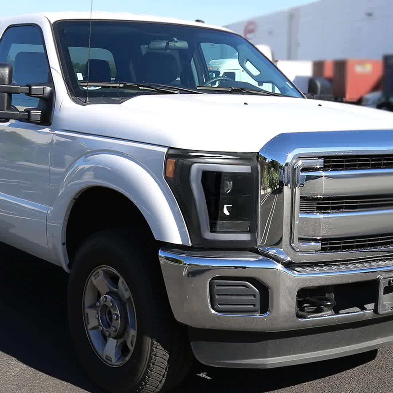 Spec-D Projector Headlights Ford F250 / F350 (2011-2016) LED C-Bar - Black / Tinted / Clear