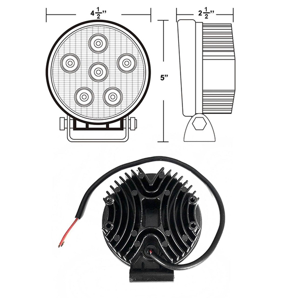 Spec-D Universal Off Road 6000K Flood Beam Fog Light - Round 18W 6-LED / Round 27W 9-LED / Square 27W 9-LED